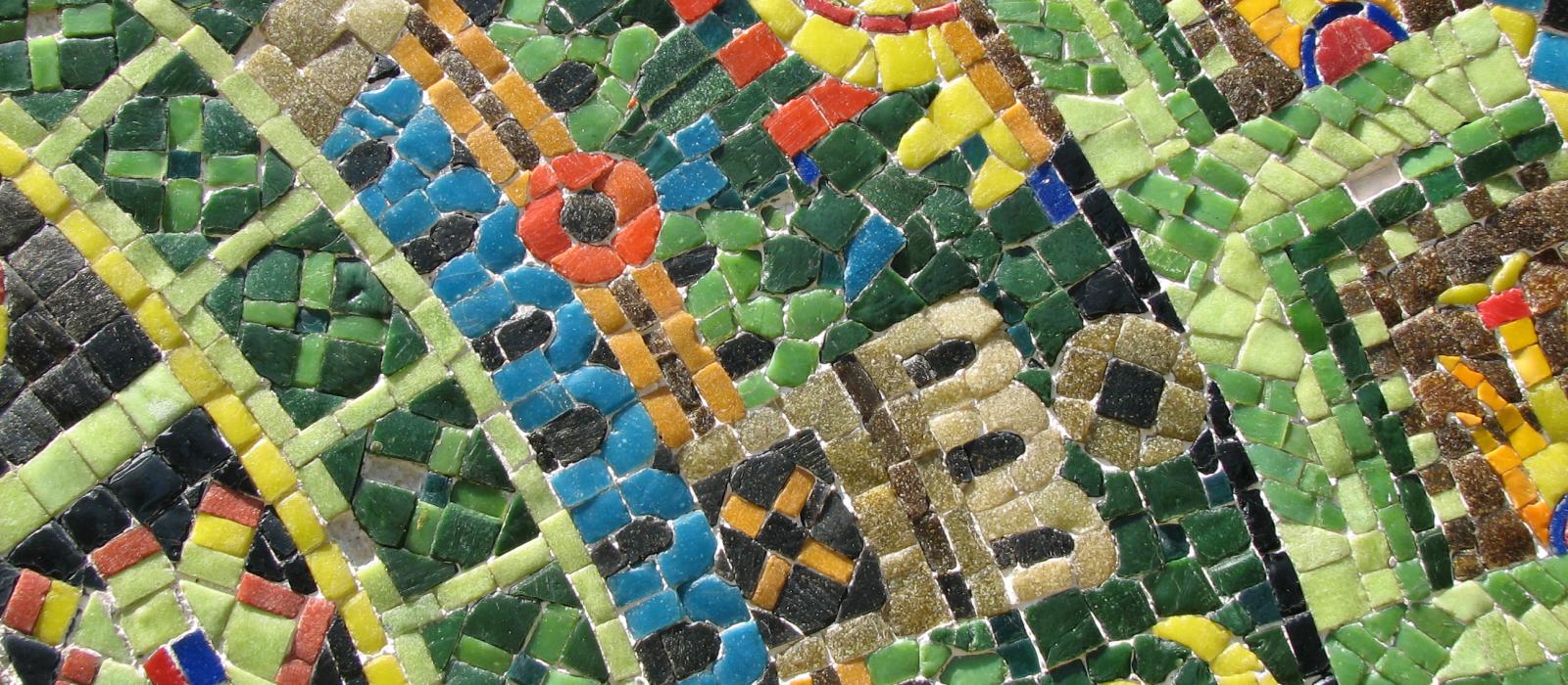 colorful tile mosaic with Mexican indigenous pattern